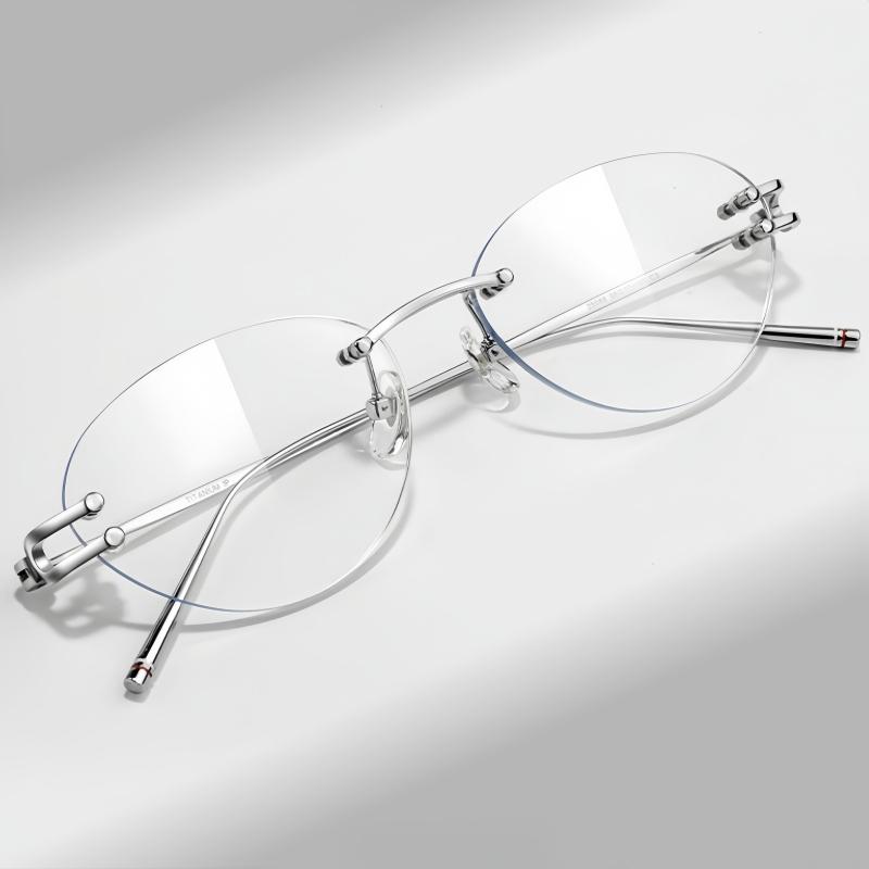 YIMARUILI Fashion Trendy Women's Cat Eyes Rimless Glasses Luxury Pure Titanium Ultra Light 9g Exquisite Eyeglasses Frame 25088WK
