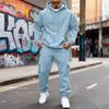 Men's Fleece-Lined Thermal Two-Piece Tracksuit Set | Color Hoodie With Cargo Joggers & Elastic Waist For Casual Outdoor Activities