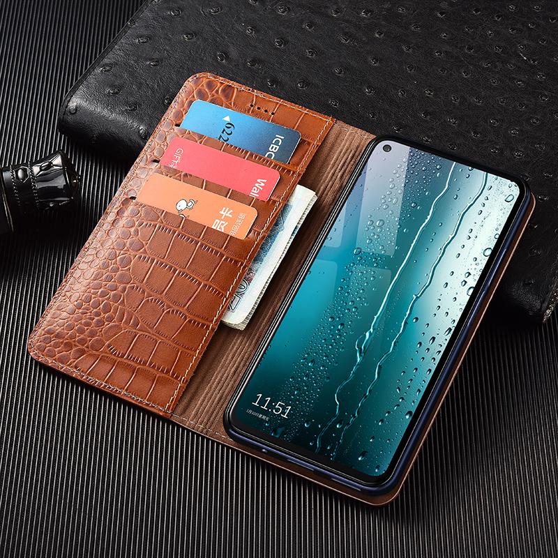 Crocodile Genuine Leather Flip Case For Asus Zenfone 5 5Z 6 7 8 9 10 11 12 ZS620KL ZE620KL ZS630KL Pro Flip Ultra Wallet Cases