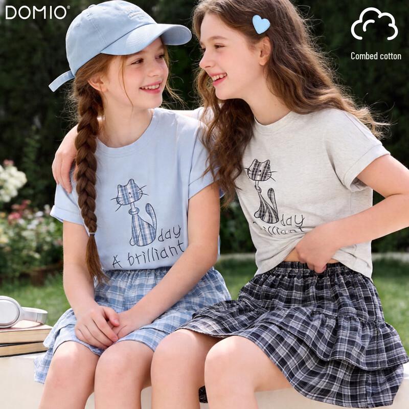 Duomiaowu Girls' Korean Style Summer T-shirt & Skirt Two-Piece Set