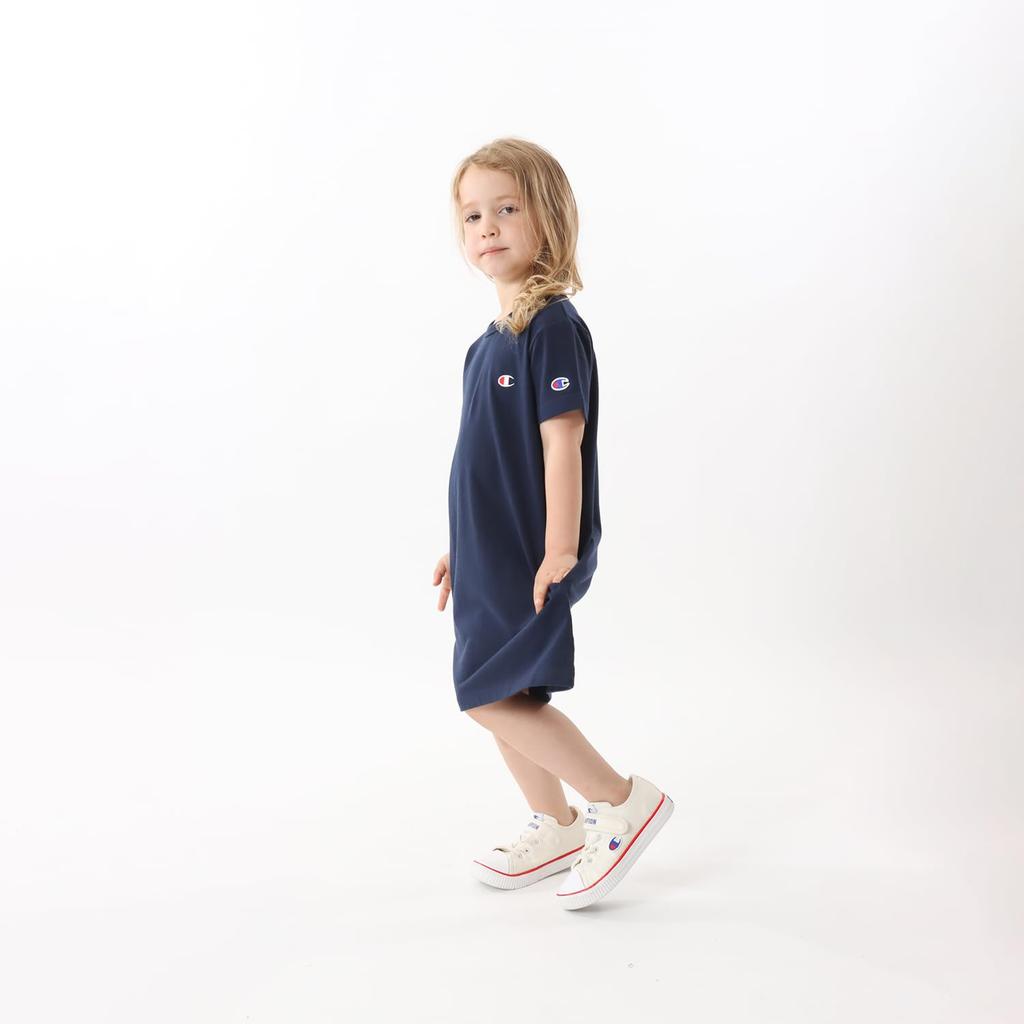 Champion Short Sleeve Crew Neck Shirt Cotton Binder Logo Size 120 Kids' Dress, 100% USA, Neck, One-Point Embroidery, Basic, Navy, (CK-Z331/CK-T305)