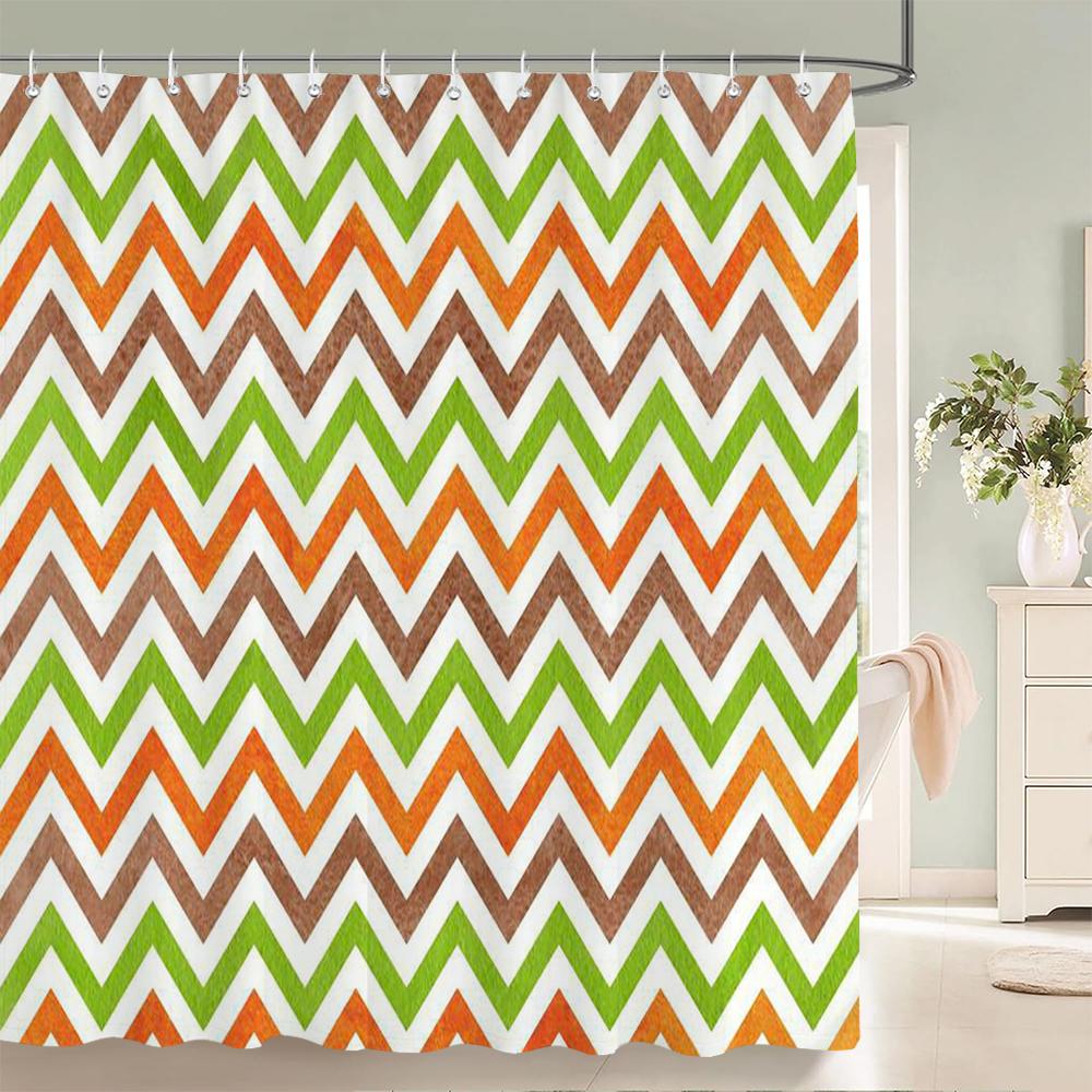 Tenda da Doccia Impermeabile con 12 Ganci Tende da Bagno Stampate Geometriche Classiche Tessuto in Poliestere Colorato Decorazione per Vasca da Bagno