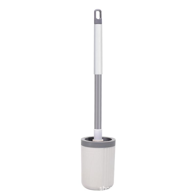 Universal Soft Bristle Toilet Brush with Long Handle and Base for Home Bathroom Cleaning