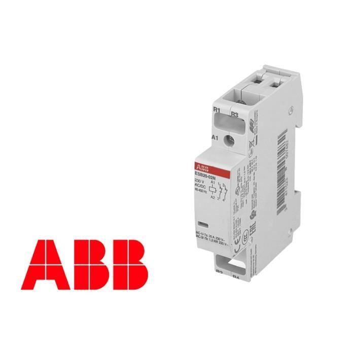 Contacteur modulaire 20a 2no 230v abb largeur 18 mm. tension de bobine : 230v. type de contact : 2no.