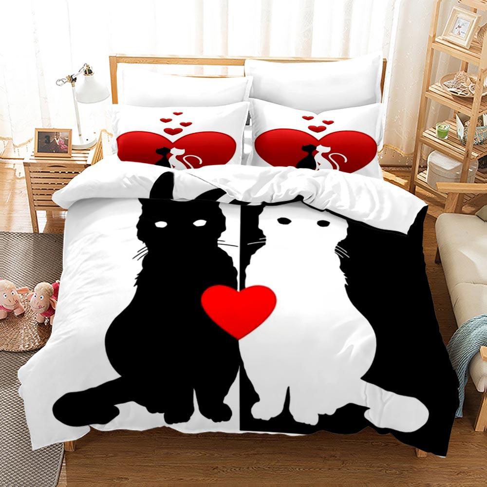 Couple Theme Duvet Cover Set Valentine's Day Present For Couple Wife Polyester Bedding Set King Queen Full Size Comforter Cover