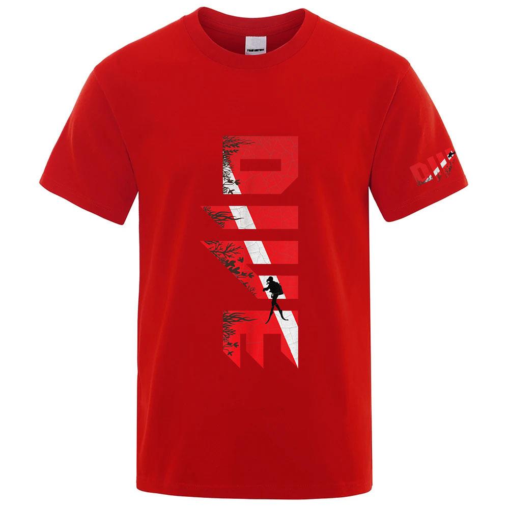 2025 Scuba Diving Diver Down Flag Print New Unisexs Summer Round Neck Ordinary Short Sleeve Tshirt Good Quality Comfortable Tops