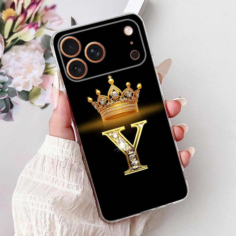 For Apple iPhone 17 Pro Max Case New Crown Letters Cover Soft Slim Phone Case For iPhone 17 Air iPhone17 Pro Max Back Cover Bags