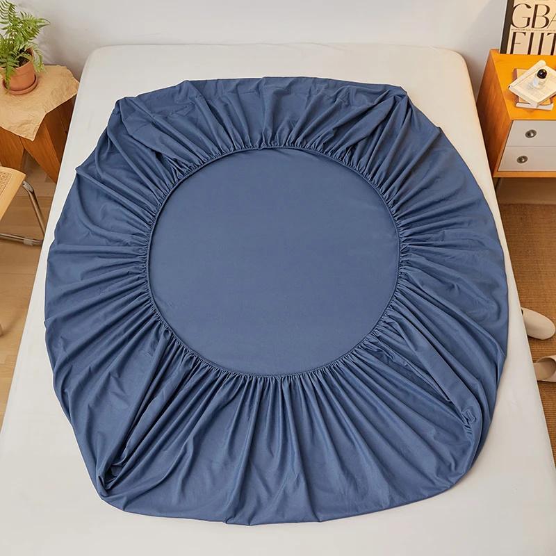 1PC Bed Fitted Sheet Bed Mattress Cover Solid Color Bed Linen Non Slip Mattress Covers Bedsheet Soft and Breathable