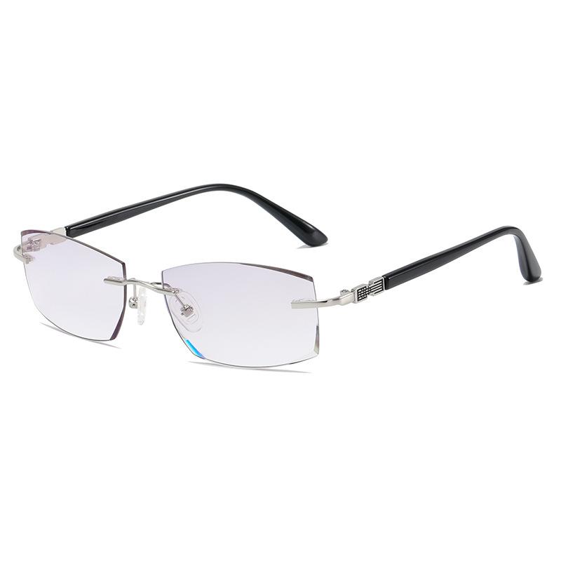 Diamond Trimming Rimless Square Reading Eyewear Far Near Dual Purpose Women Eyeglasses Metal Frame Antifatigue Men Glasses
