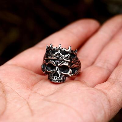 Punk Totenkopf Krone Herrenring: 2025 Legierung, Neu eingetroffener Schmuck