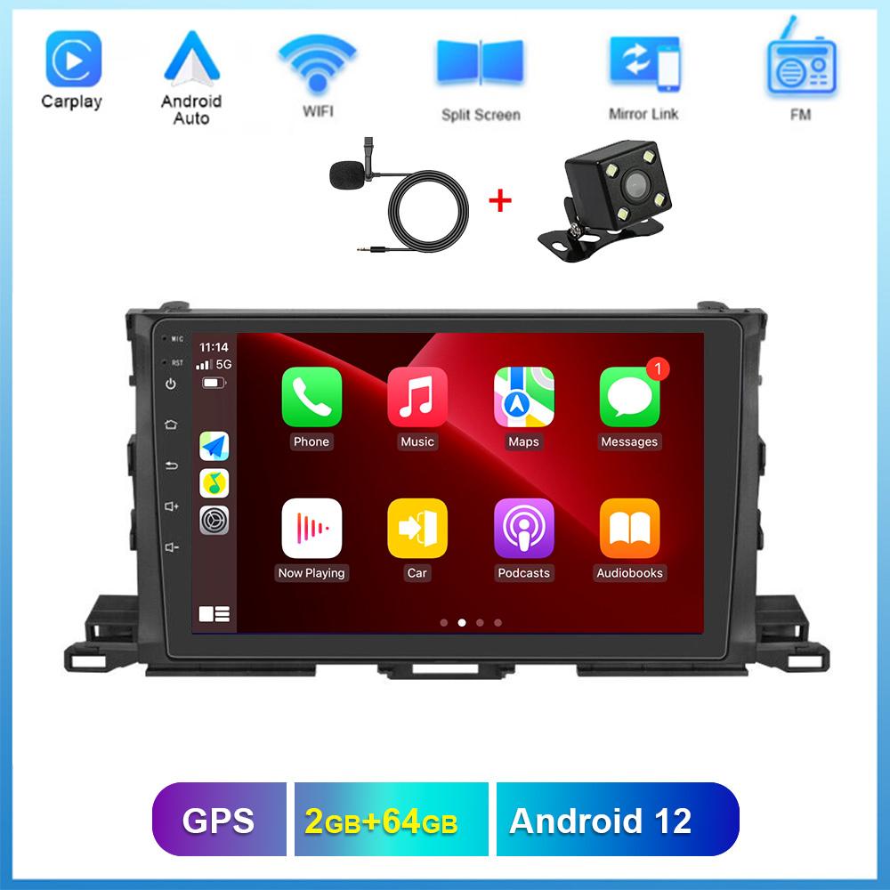 

REAKOSOUND 10 дюймов Android Беспроводной Carplay Авто GPS навигация Автомобильный стерео радиоплеер BT WIFI для Toyota Highlander 2014-2018 4-core 2+64+MIC+4D