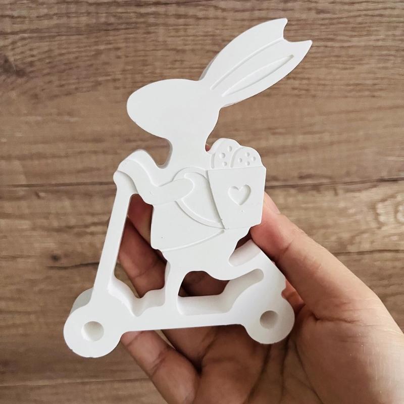 Easter Themed Ornament Mould Flexible Silicone Mold for Rabbit Figurine Decoration Gypsum Mold Jewelry Making Supplies