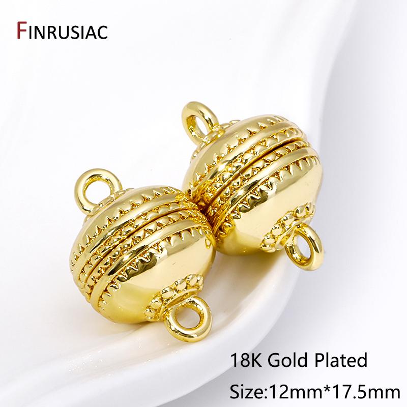 

18K Gold Plated Brass Round Strong Magnetic Clasps Connector Buckle Hook Clasps For DIY Bracelets Necklaces Making Accessories 1 pcs