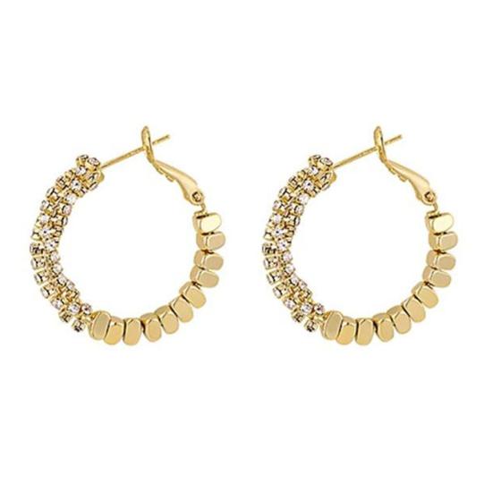 1 Pair Huggie Hoop Earrings for Women Lightweight Cubic Zirconia Earrings Simple Minimalist золотистый
