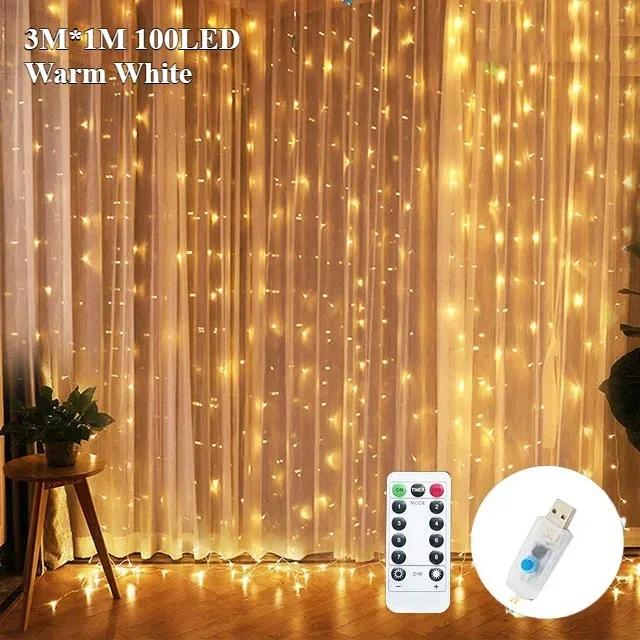 LED Curtain String Lights USB 5V Remote Control Fairy Lights Festoon Lamp 8 Modes Christmas Decoration For Home Wedding Lighting