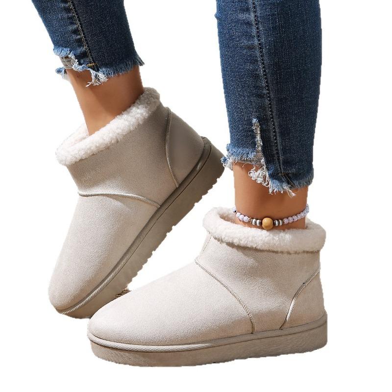 Cross-border Autumn and Winter New Flat-bottomed Matte Snow Boots Women's Fleece Thickened Non-slip Warm Short Boots Wholesale
