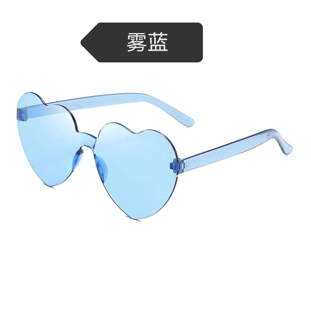 Peach Heart Sunglasses Love Glasses Trend Frameless One-Piece Marine Film Dazzling Color Sunglasses