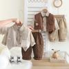 Boys' Autumn Outfit: Stylish Three-Piece Set with Sweater Vest