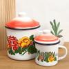 Shangqi Thickened Enamel Mug with Floral Lid