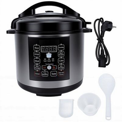 Elektrischer Schnellkochtopf 6L Multifunktionaler Slow Cooker zum Druckkochen Suppe Joghurt Eintopf Reis EU-Stecker 220V 1000W