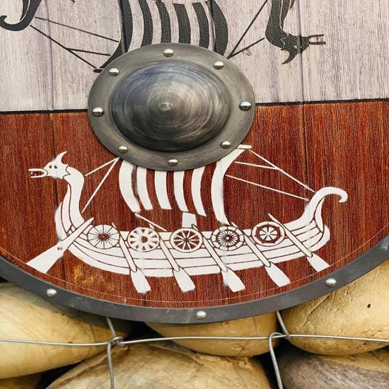 60.96 Cm Viking Round Shield Medieval Warrior Shield Drakkar Wooden Norse Shield Décor Shield Best Gift