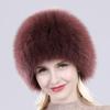 New Russia Winter Real Fur Hat Outdoor Warm Knitted Women Real Fox Fur Bomber Hats Lady Luxury Quality Genuine Fox Fur Caps