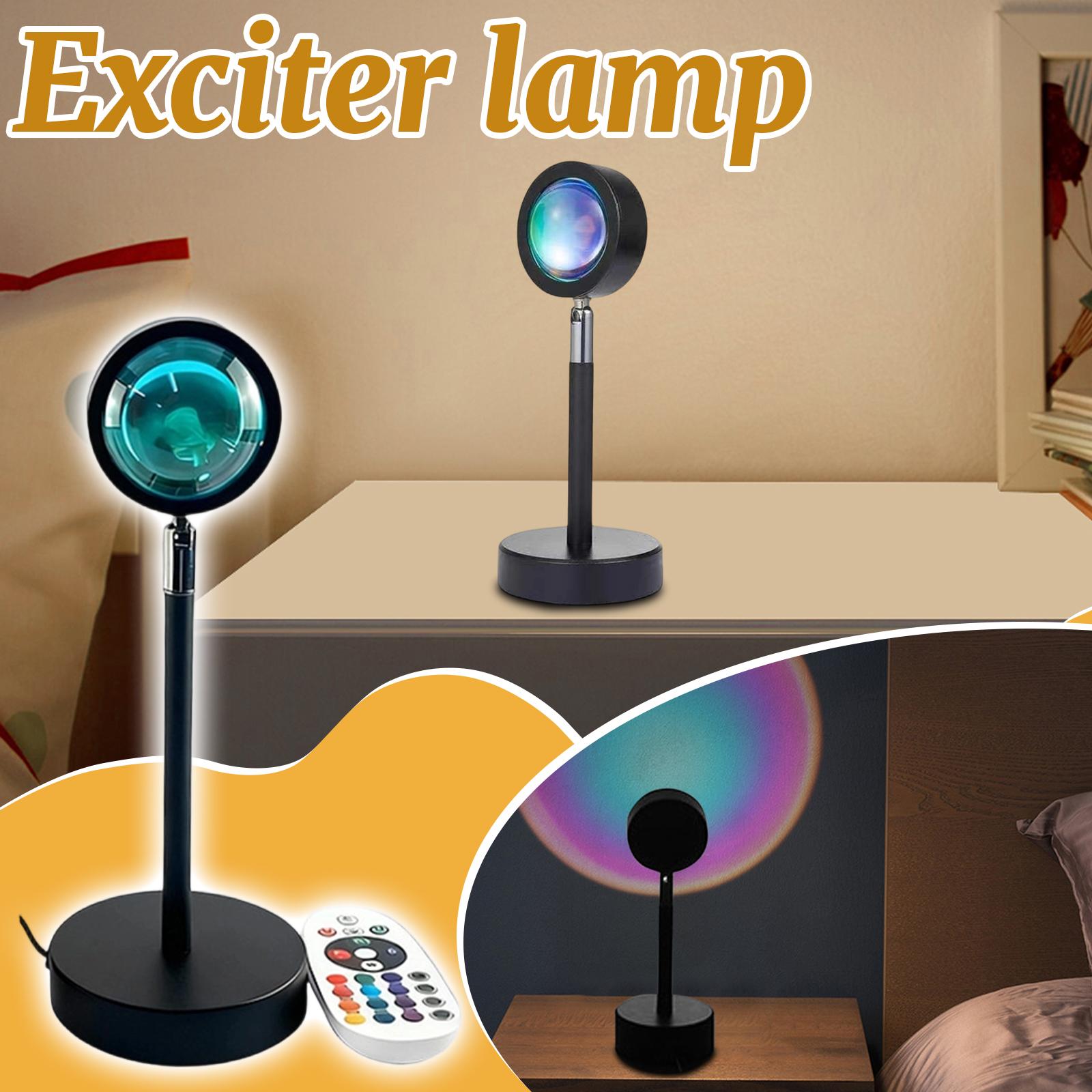 

USB Rechargeable Sunset Lamp - Projection & Ambient Lighting, Portable Night Light For Bedroom, Party, Photo Background, And Home Decor One Size