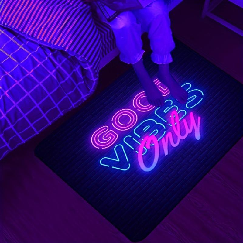 Soft and comfortable Good Vibes Only design area carpet-non-slip, crystal velvet cushion for game room, bedroom decoration