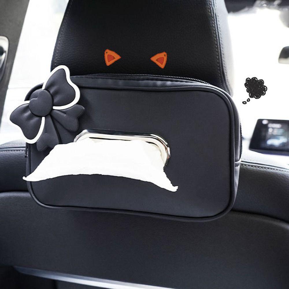 Zipper Car Tissue Box PU Leather Car Seat Back Organizer Fashion Car Napkin Holder Sun Visor