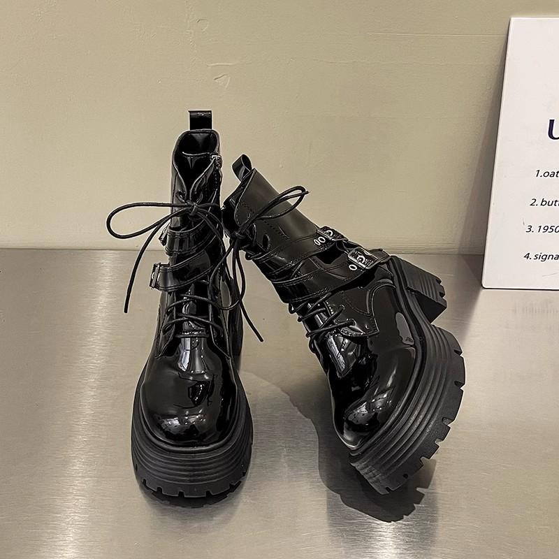 Small super high heel short boots women's autumn 2025 new thick-soled heightening elastic boots Skinny knight boots Martin boots