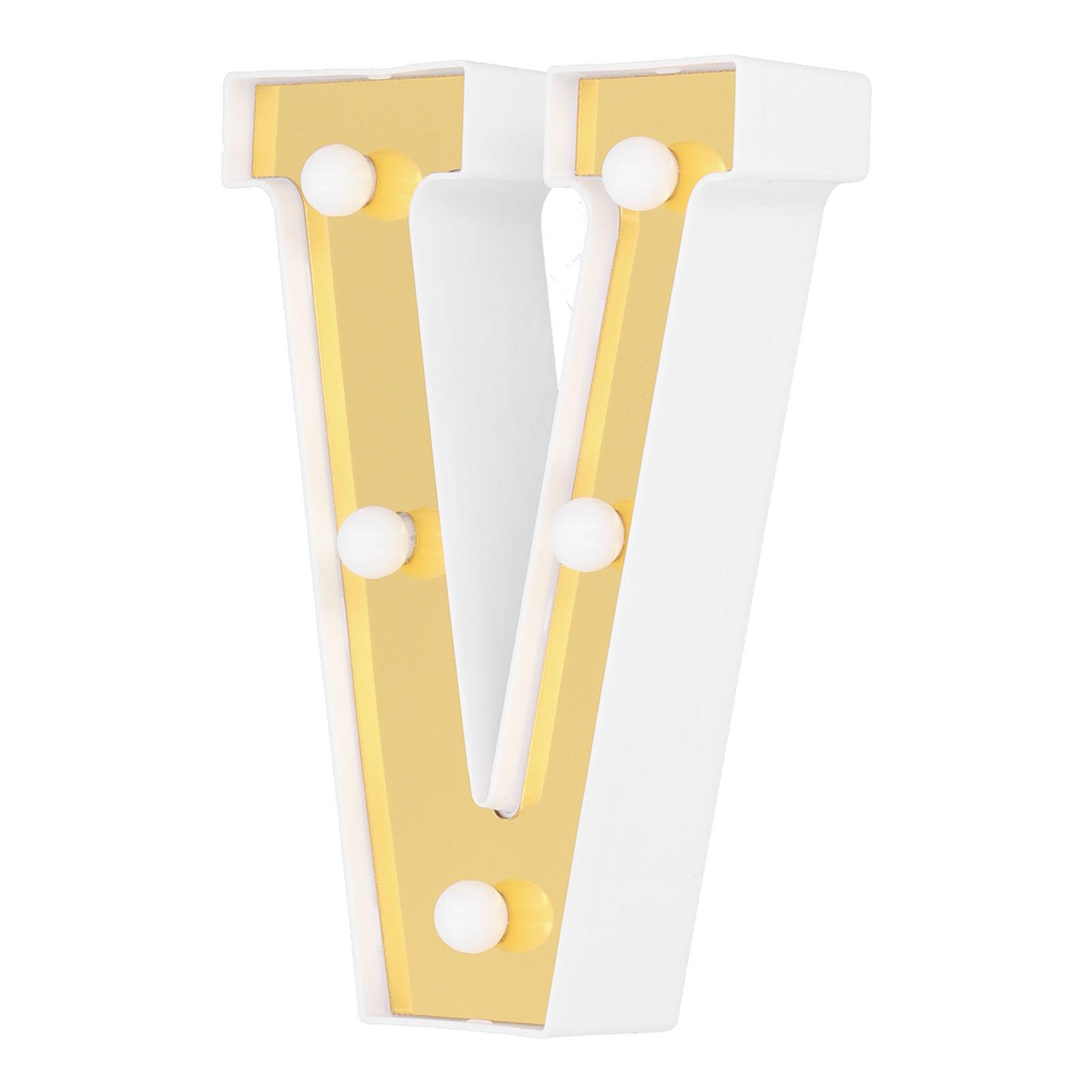 

Gold LED Alphabet Lamp VShape Marriage Proposal Festival Party Decoration Light Warm White
