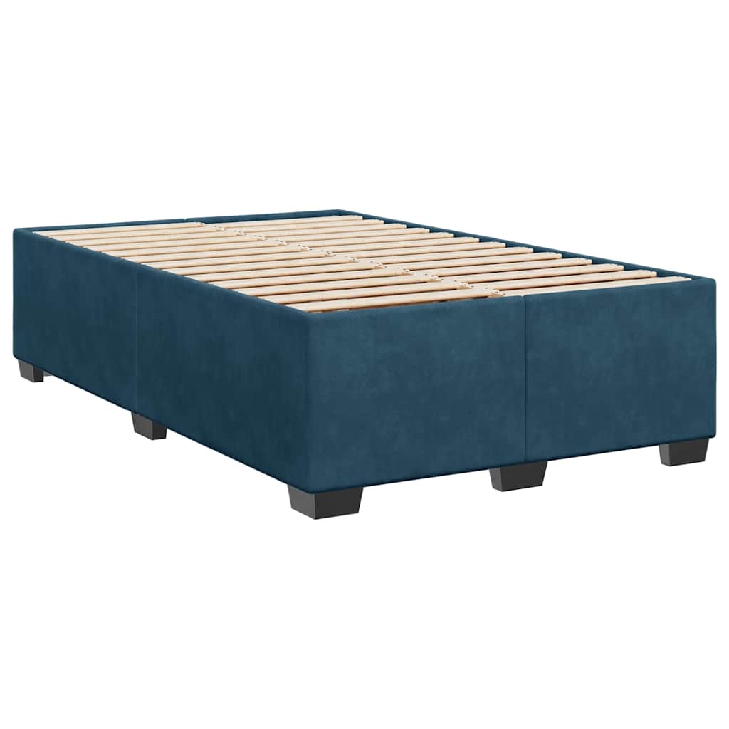 Blue Box Spring Bed with Mattress 120 x 190 cm Velvet