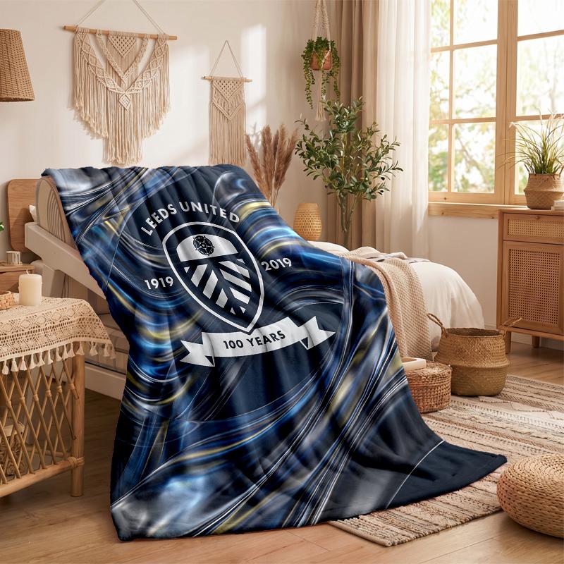 Leeds United Football Print Flannel Blanket Soft Warm Sofa Bed Throw Blanket For Home Office Bedroom
