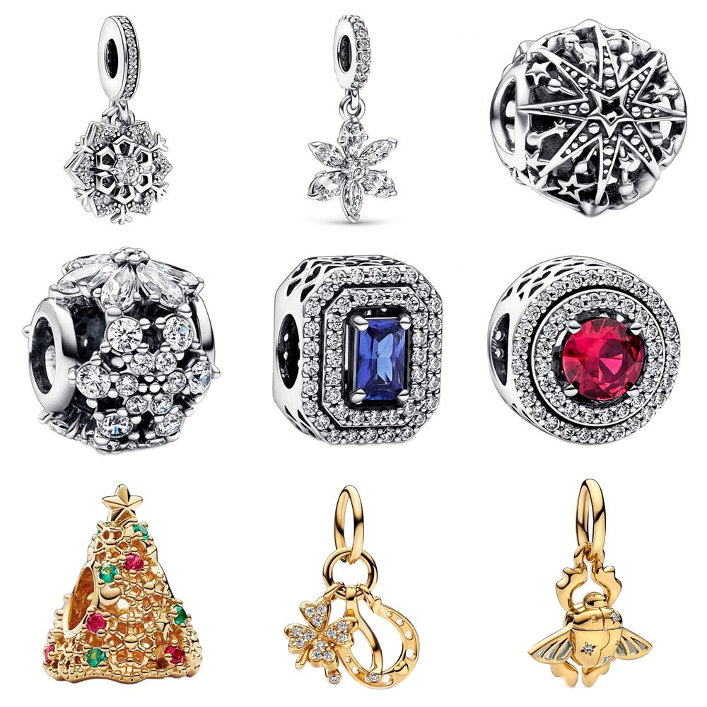 Weihnachten Rotes Rentier Murano Baumeln 925 Sterling Silber Charms passen Original 925 Perlen Armband Anhänger für Frauen Schmuck Geschenk