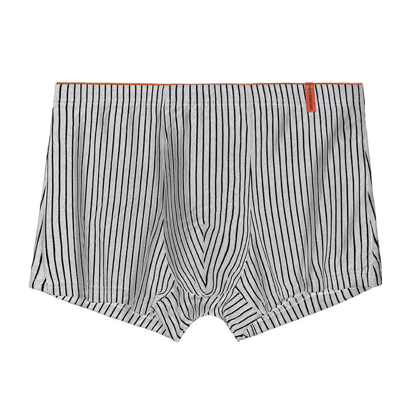 Men's Breathable Cotton Boxer Briefs with Antibacterial Crotch - Japanese Style Stripes