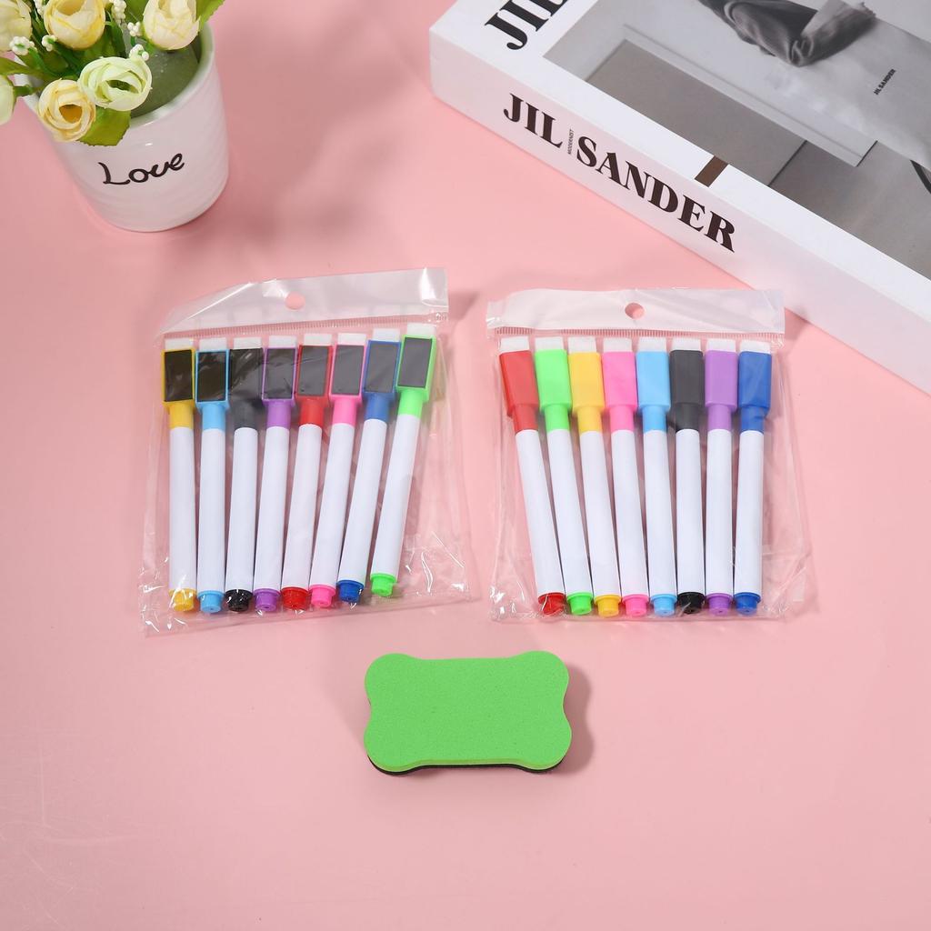 Eco-Friendly Water-Based Black Whiteboard Marker with Brush and Customizable Logo Engraving