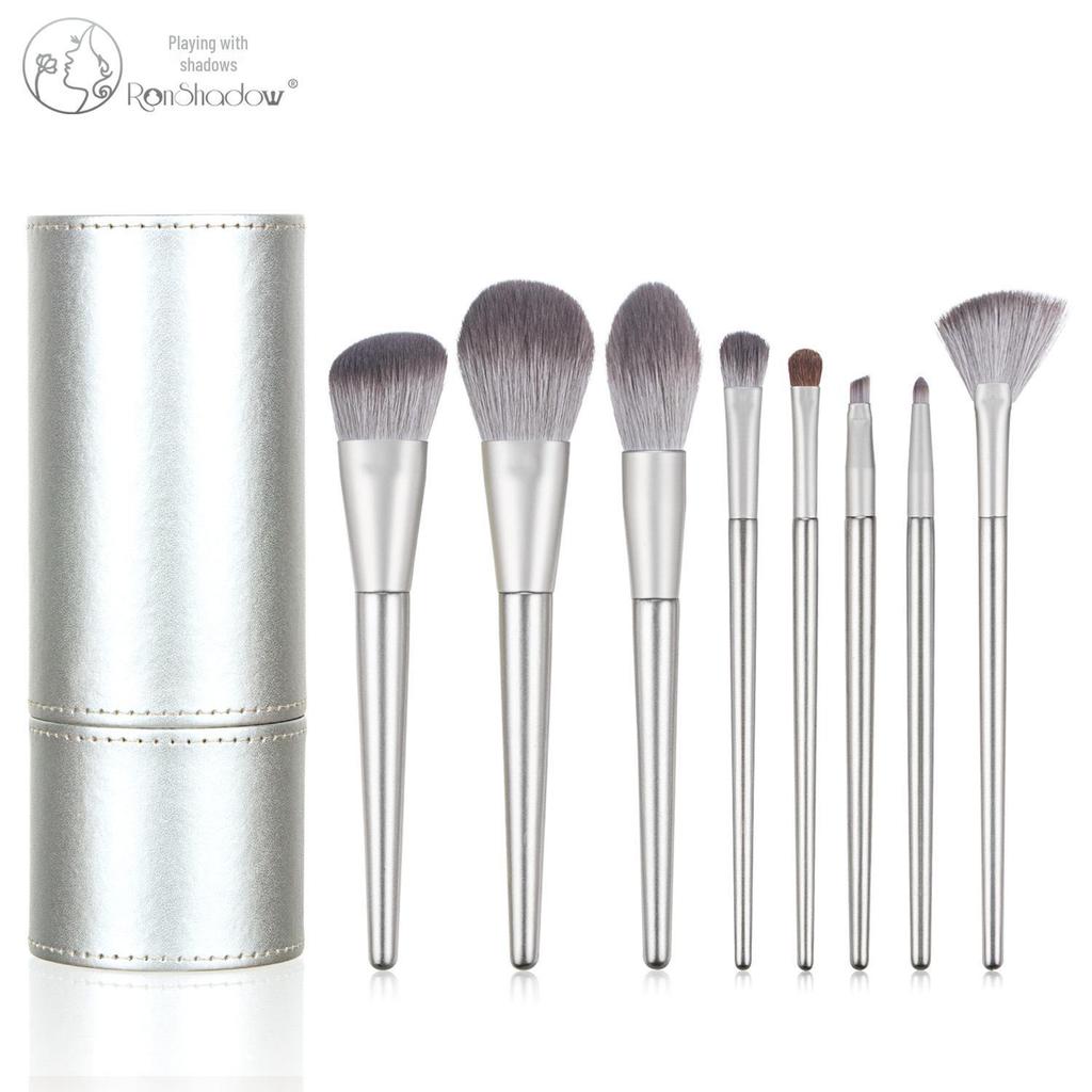 Nongying 8-Piece Animal Hair Makeup Brush Set with Storage Bucket for Beginners