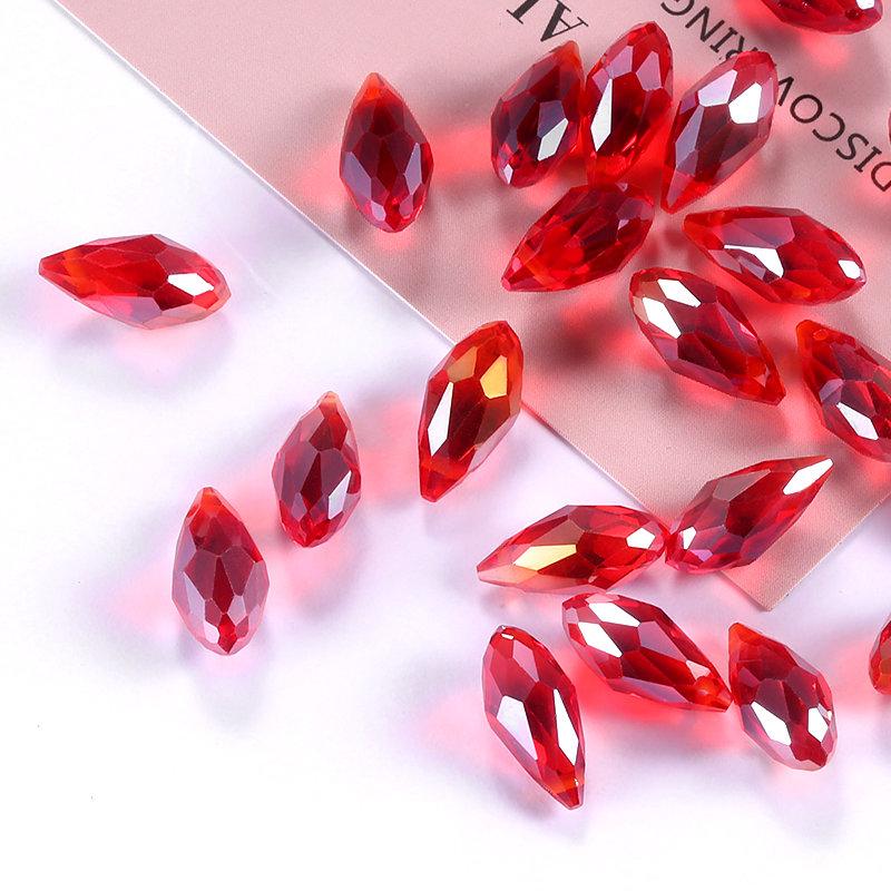50 Stück Mehrfarbige Kristall-Tropfenperlen mit Kreuzloch Wassertropfen Facettierte Glasperle zur Schmuckherstellung Halskette Armband Ohrring DIY