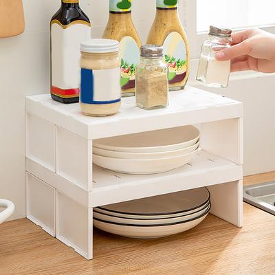 Countertop Organizer Stackable Refrigerator Plastic Storage Rack Multifunctional Dishes Cup Holder Kitchen Storage Organization
