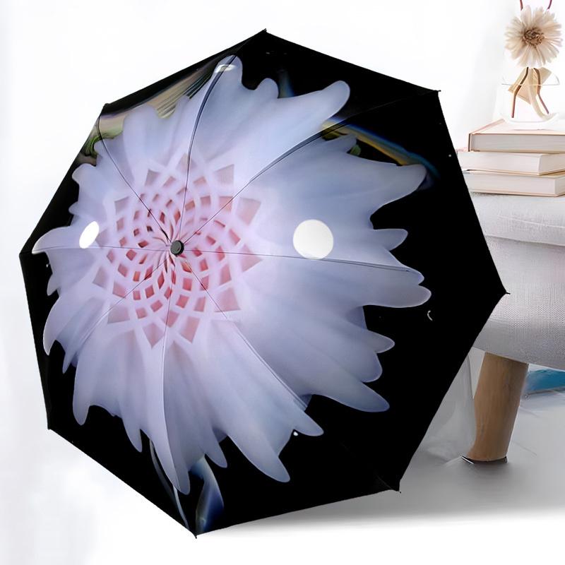 

1pc Spiral Flower Pattern Automatic Folding Umbrella Durable Iron Frame,All Seasons Home Travel Outdoor Multifunctional Umbrella yy251115093