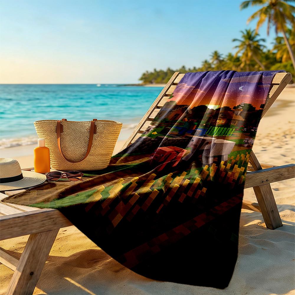 Minecraft Beach Towel Super Soft Microfiber Quickdry Fabric Comfortable Lightweight