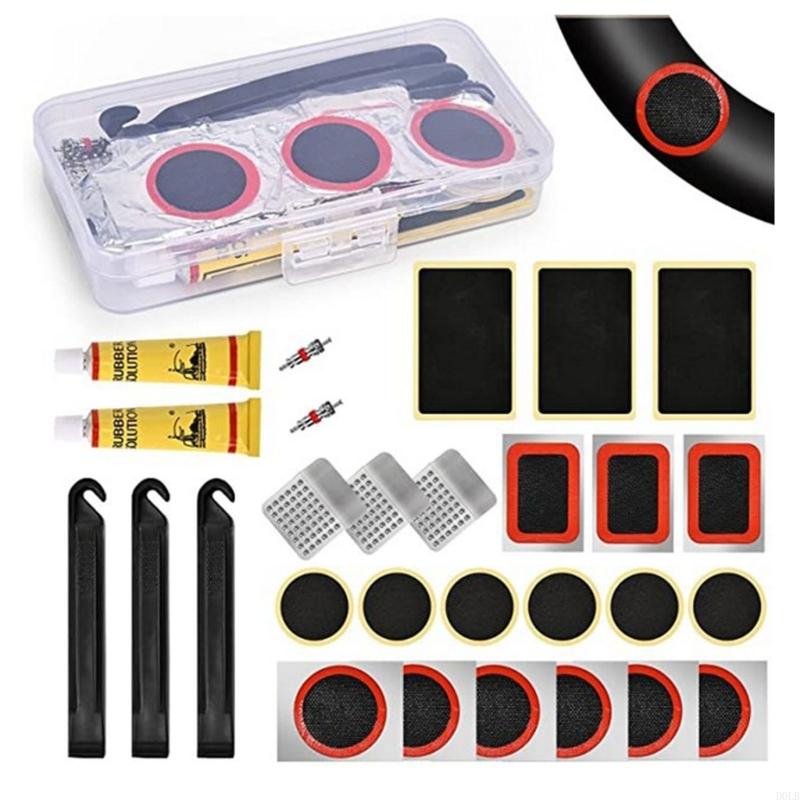 

Bike Tire Repair Kit Portable with Rubber Patches and Levers for Quick Puncture Fix Simple to Use