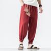 2025 Spring Mens Cotton Pants Summer Men Breathable Solid Color Trousers Male Streetwear Vintage Chinese Style Pants