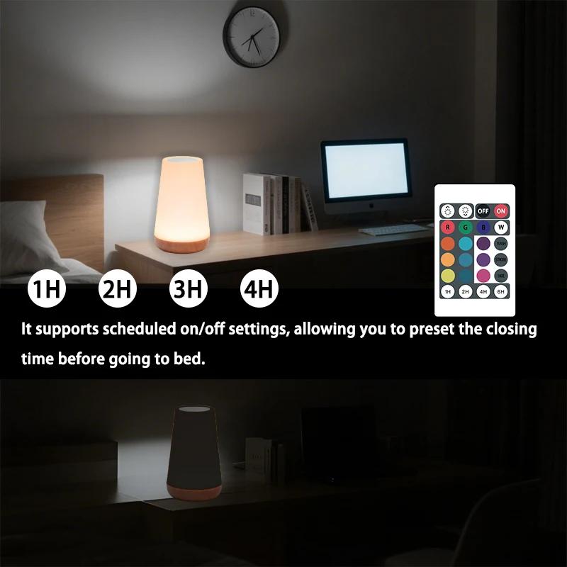 13 Colors Night Light Touch Dimmable Remote Control USB Charging Emergency Lighting RGB Portable Bedside Lamp for Home