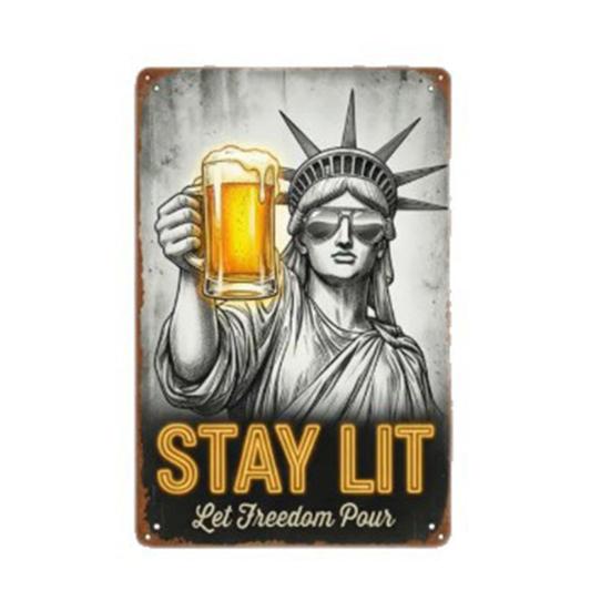 

The Freedom s Day Off Vintage Metal Signs Retro Statue of Freedom Coffee Beer Humor Sign Distressed Patriotic Wall Decor for Kitchen Office S B