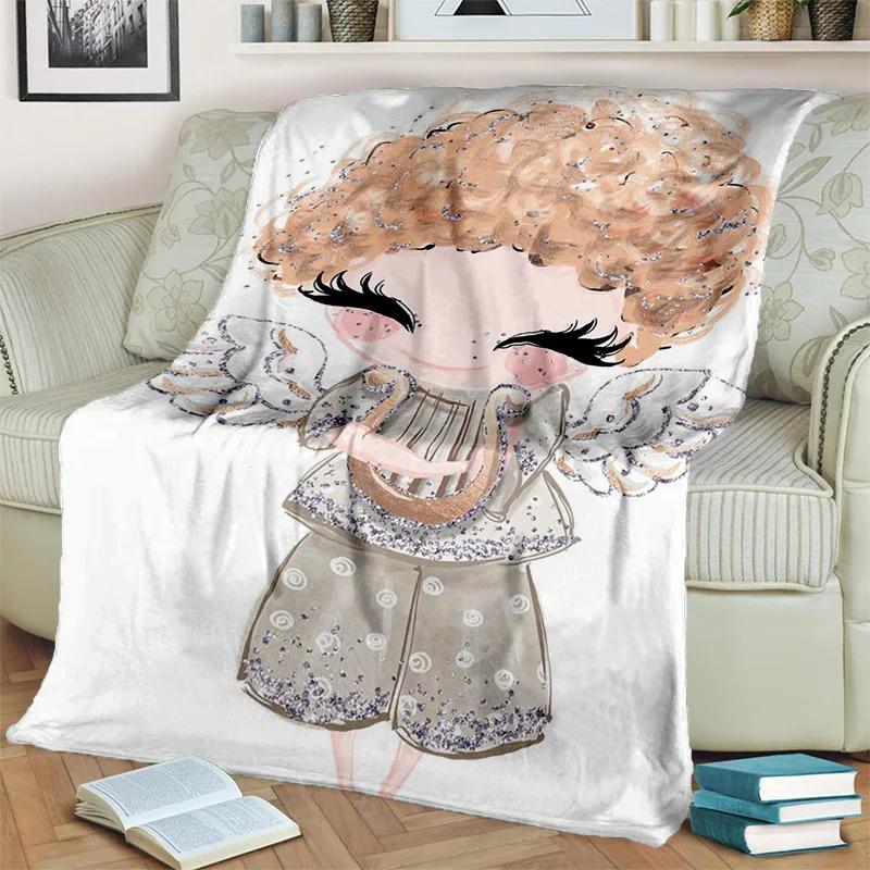 Cute Ballet Girl Ballerina Fairy Cartoon Blanket,soft Throw Blanket for Home Bedroom Bed Sofa Picnic Office Cover Blanket Kids