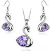 Cigno di cristallo Ciondolo charm amante moda Set di gioielli regalo di compleanno presente Collana Orecchino charm di qualità ragazza appuntamento