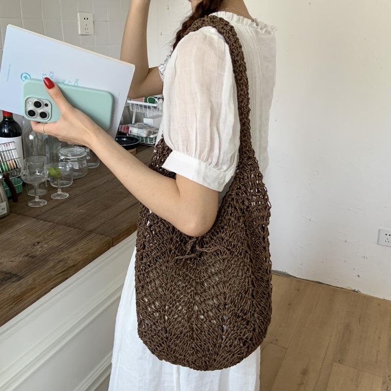 New summer large-capacity knitted bag casual shoulder women's bag seaside vacation beach bag versatile tote bag
