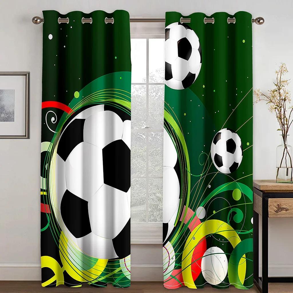 3D Cartoon Football Soccer Sports Free Shipping Window Curtains For Living Room Kids Bedroom Bathroom Kicthen Door Home Decor2Pc
