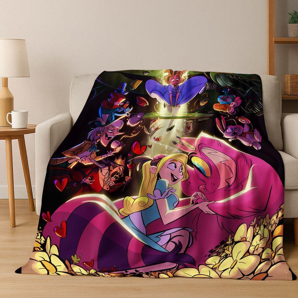Dream Cheshire Cat Alice In Wonderland Cartoon Flannel Blanket,Cozy Soft Throw Blanket for Home Bedroom Bed Sofa Cover Gift Kid
